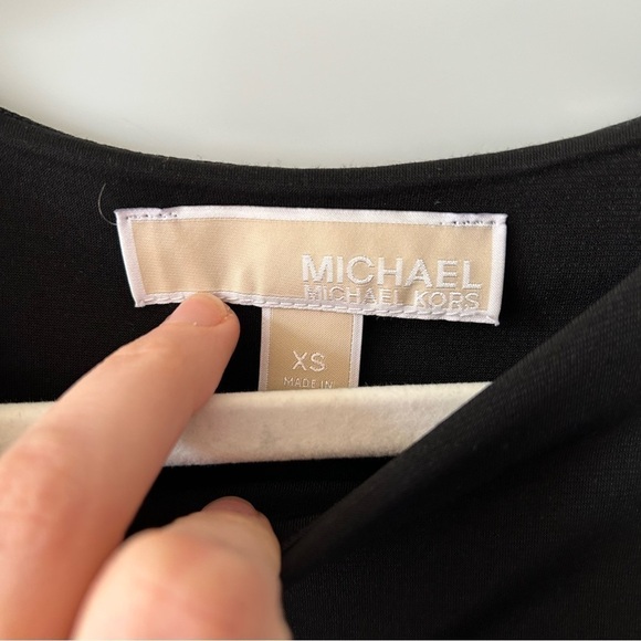 [XS] Michael Kors Black Square Neck Western Fringe Skirt Edge Blouse Tank Top - Picture 6 of 6